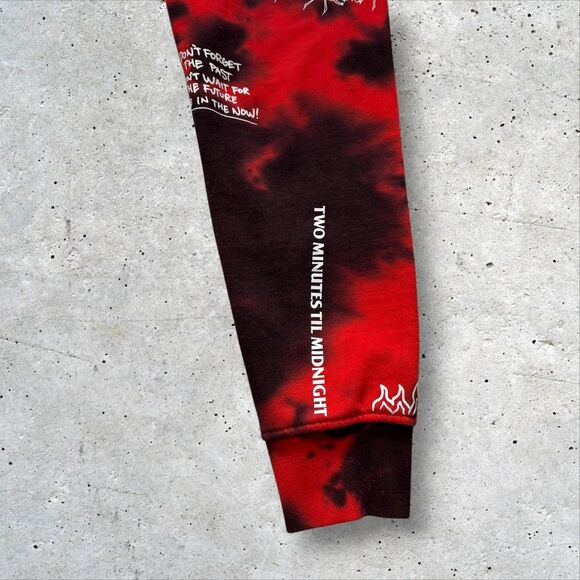 Ninth Hall Scribbles Red Black Tie Dye Joggers Small ‘Sick & Tired’ Graphic - Picture 6 of 11